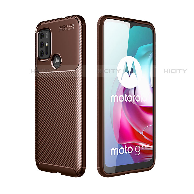 Motorola Moto G10 Power用シリコンケース ソフトタッチラバー ツイル カバー モトローラ ブラウン