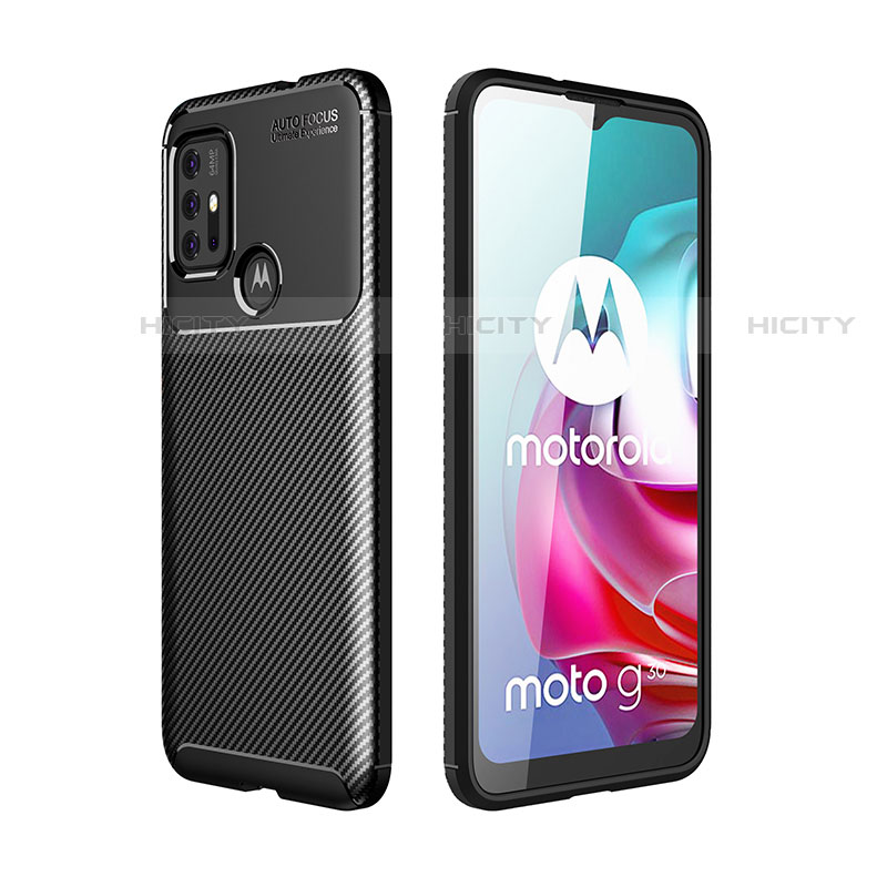 Motorola Moto G10 Power用シリコンケース ソフトタッチラバー ツイル カバー モトローラ ブラック