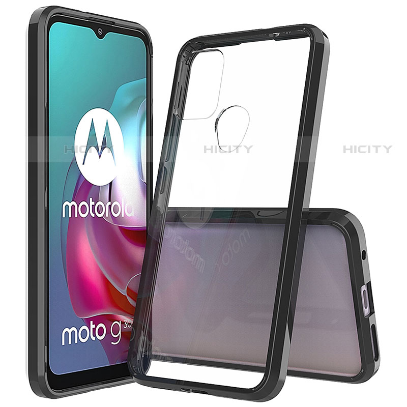 Motorola Moto G10 Power用ハイブリットバンパーケース クリア透明 プラスチック カバー モトローラ ブラック