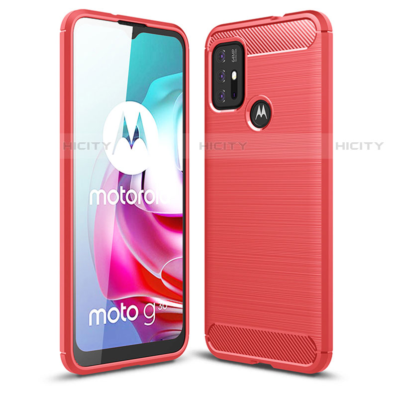 Motorola Moto G10 Power用シリコンケース ソフトタッチラバー ライン カバー モトローラ レッド