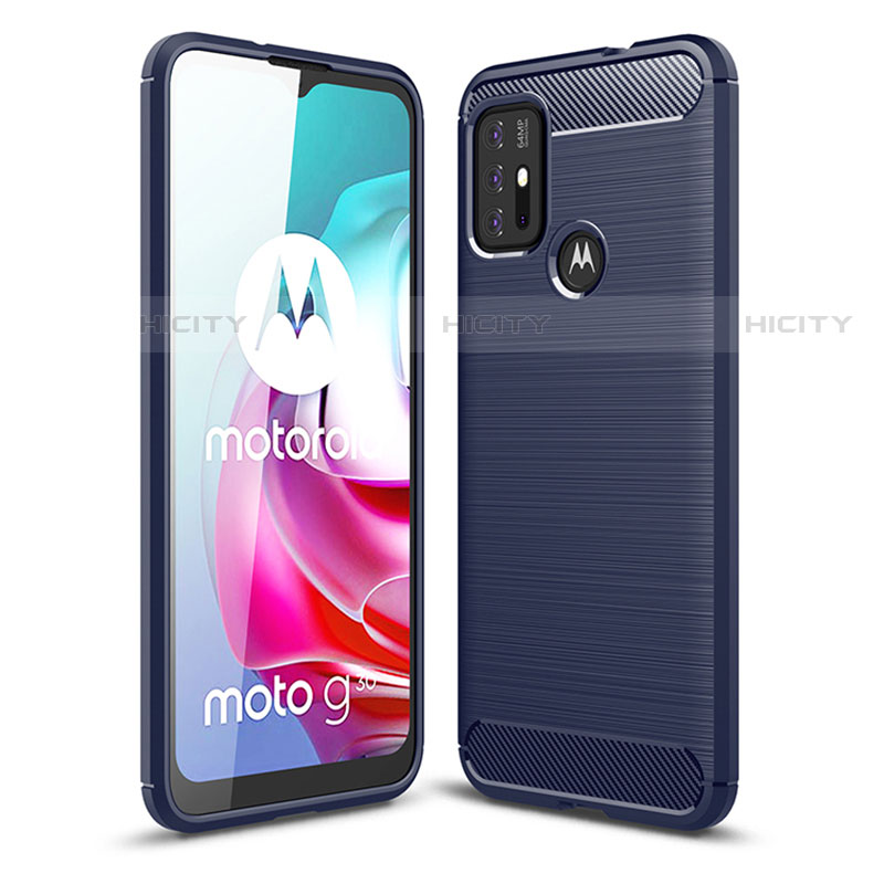 Motorola Moto G10 Power用シリコンケース ソフトタッチラバー ライン カバー モトローラ ネイビー