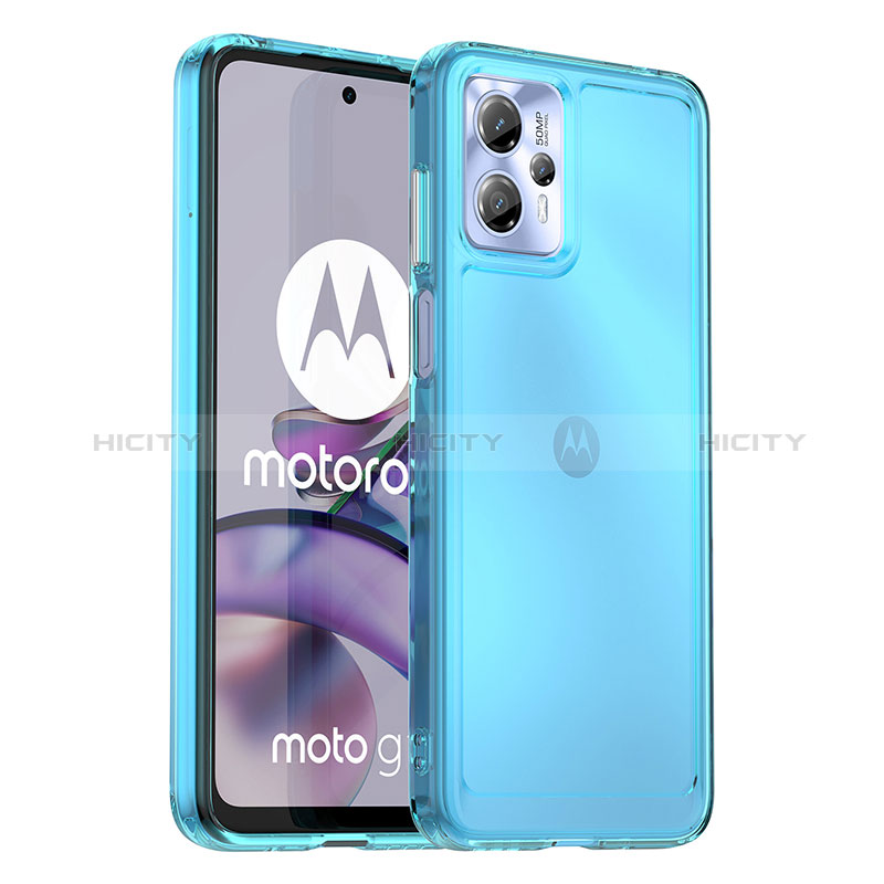 Motorola Moto G13用ハイブリットバンパーケース クリア透明 プラスチック カバー J02S モトローラ ネイビー