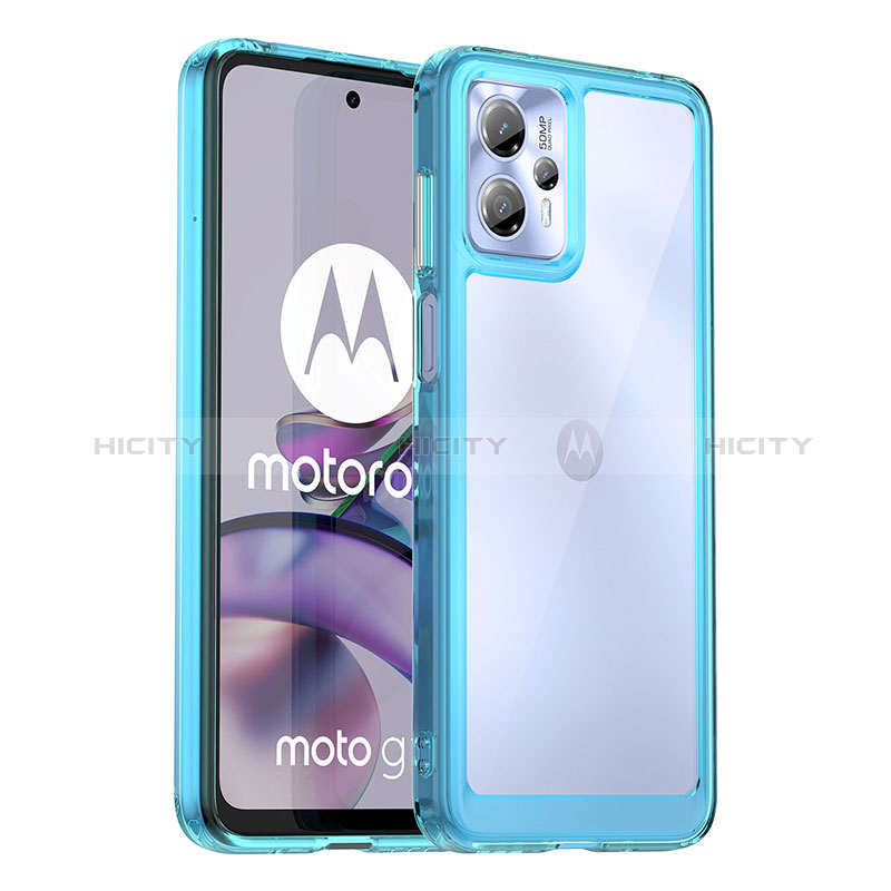 Motorola Moto G13用ハイブリットバンパーケース クリア透明 プラスチック カバー J01S モトローラ ネイビー