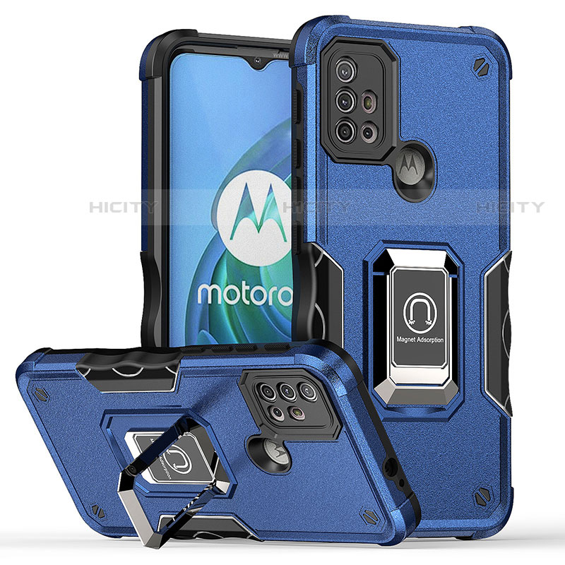 Motorola Moto G30用ハイブリットバンパーケース プラスチック アンド指輪 マグネット式 S05 モトローラ ネイビー