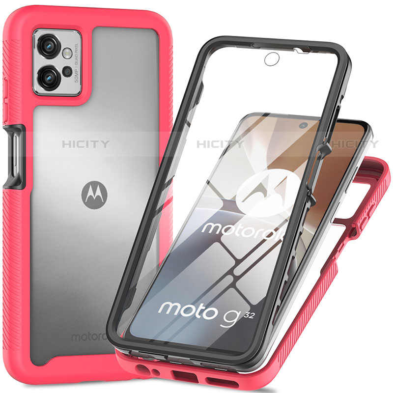 Motorola Moto G32用360度 フルカバー ハイブリットバンパーケース クリア透明 プラスチック カバー モトローラ 