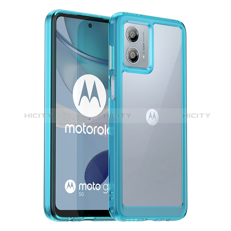 Motorola Moto G53 5G用ハイブリットバンパーケース クリア透明 プラスチック カバー J01S モトローラ ネイビー