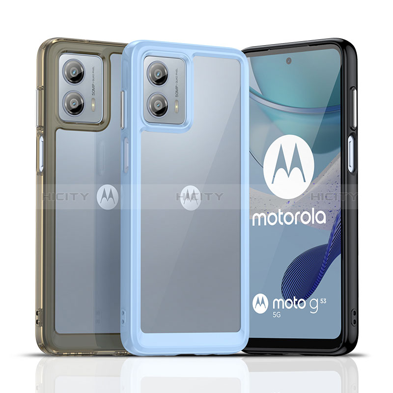 Motorola Moto G53 5G用ハイブリットバンパーケース クリア透明 プラスチック カバー J01S モトローラ 