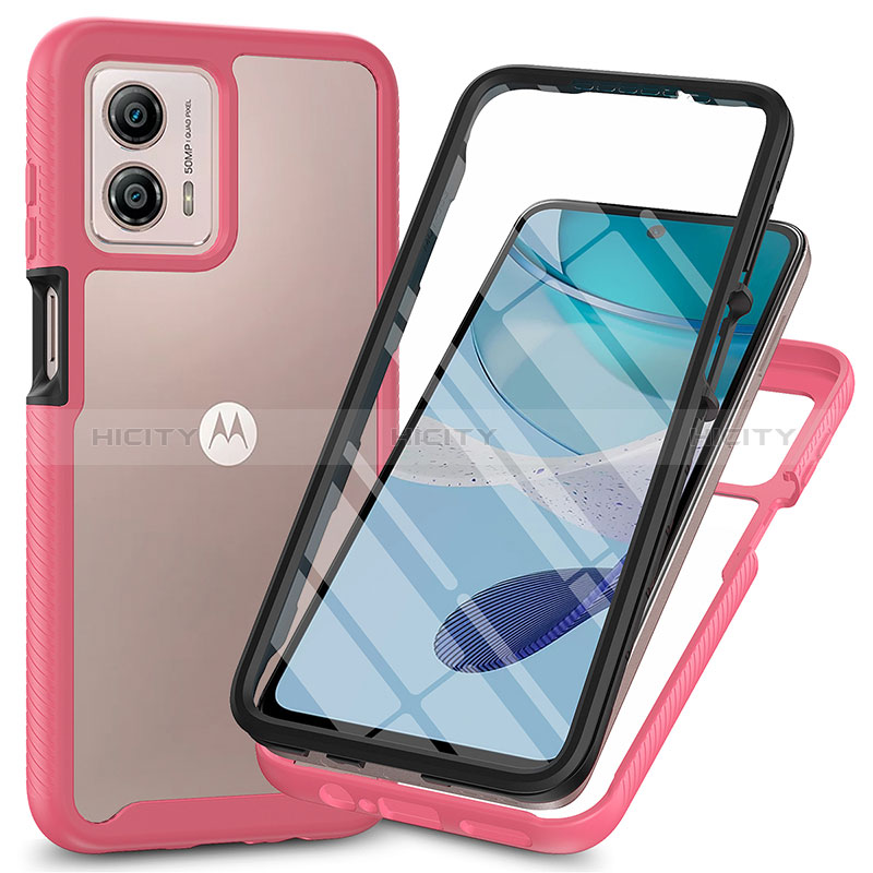 Motorola Moto G53 5G用360度 フルカバー ハイブリットバンパーケース クリア透明 プラスチック カバー ZJ3 モトローラ 