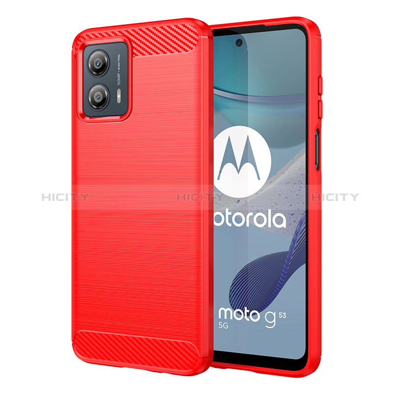 Motorola Moto G53j 5G用シリコンケース ソフトタッチラバー ライン カバー MF1 モトローラ レッド