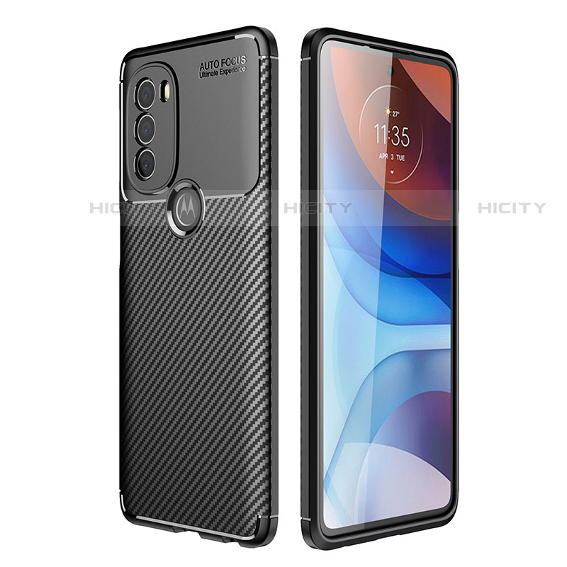 Motorola Moto G71 5G用シリコンケース ソフトタッチラバー ツイル カバー S01 モトローラ ブラック