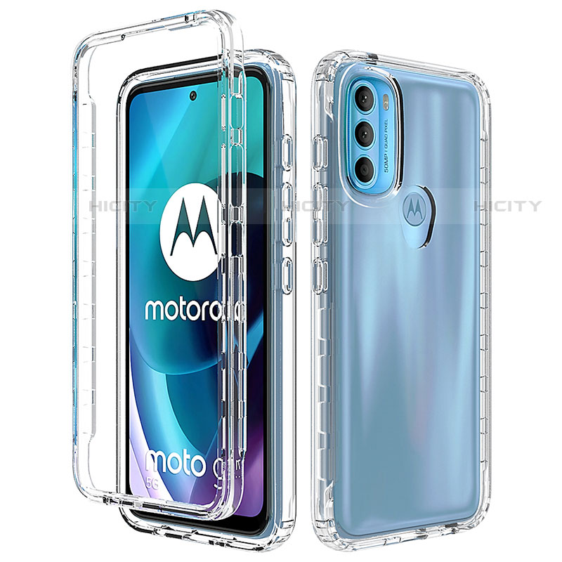 Motorola Moto G71 5G用前面と背面 360度 フルカバー 極薄ソフトケース シリコンケース 耐衝撃 全面保護 バンパー 勾配色 透明 モトローラ 