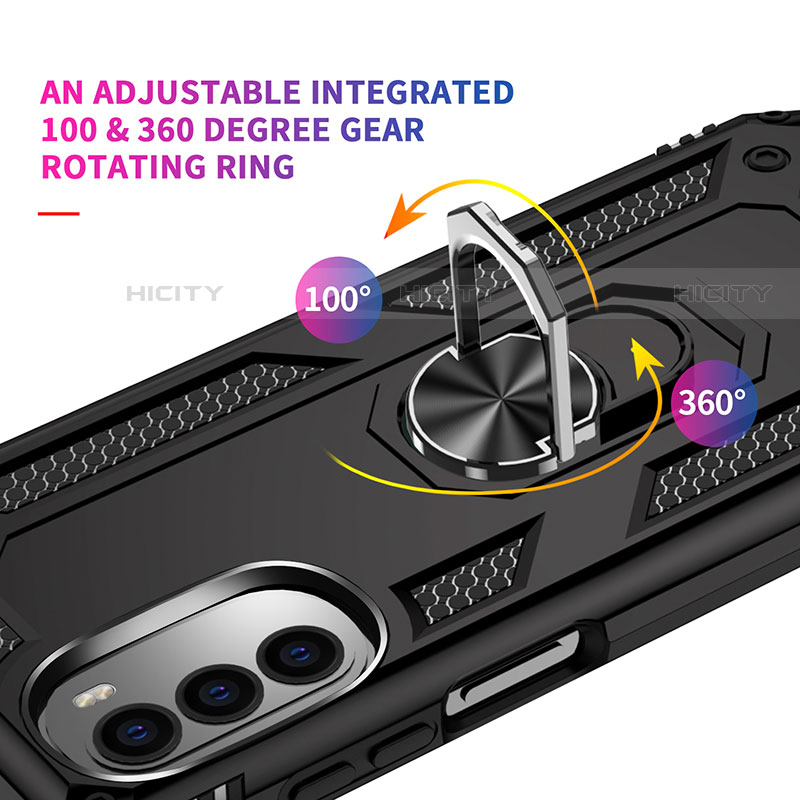 Motorola Moto G71s 5G用ハイブリットバンパーケース プラスチック アンド指輪 マグネット式 S01 モトローラ 