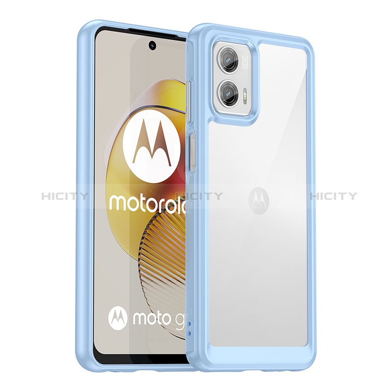 Motorola Moto G73 5G用ハイブリットバンパーケース クリア透明 プラスチック カバー J01S モトローラ ネイビー