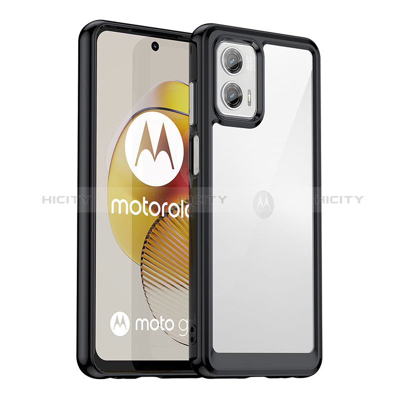 Motorola Moto G73 5G用ハイブリットバンパーケース クリア透明 プラスチック カバー J01S モトローラ ブラック