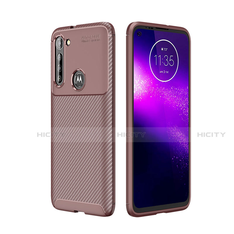 Motorola Moto G8 Power用シリコンケース ソフトタッチラバー ツイル カバー モトローラ ブラウン