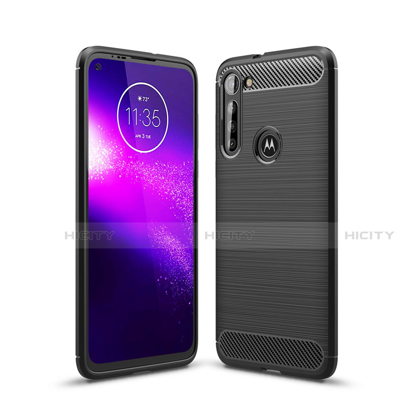 Motorola Moto G8 Power用シリコンケース ソフトタッチラバー ライン カバー モトローラ ブラック