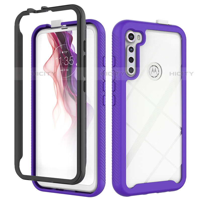 Motorola Moto One Fusion Plus用360度 フルカバー ハイブリットバンパーケース クリア透明 プラスチック カバー モトローラ 