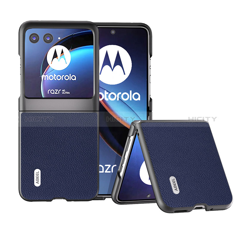 Motorola Moto Razr 40 Ultra 5G用シリコンケース ソフトタッチラバー レザー柄 カバー BH3 モトローラ ネイビー