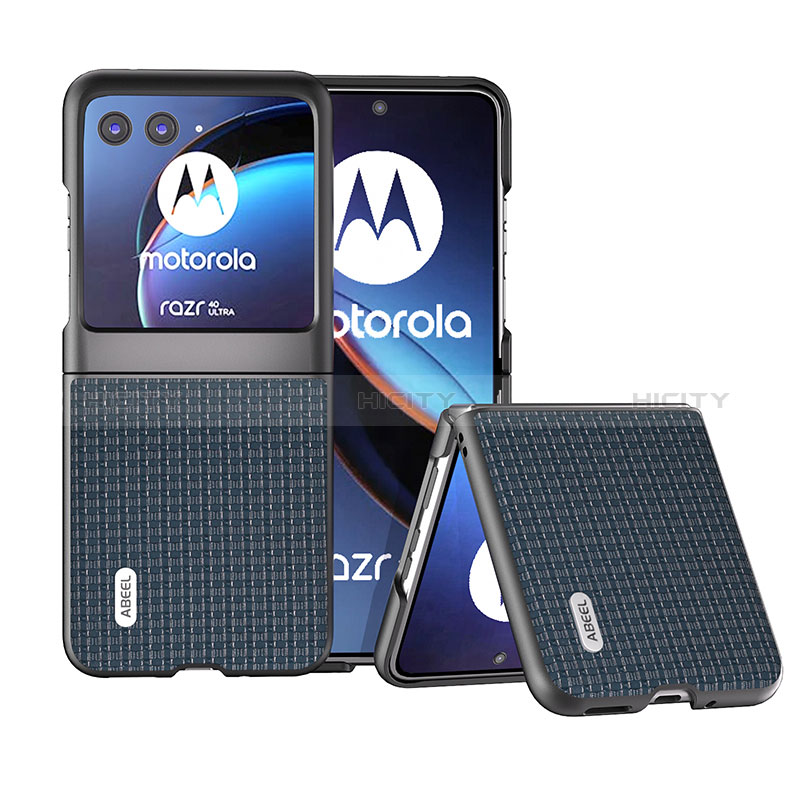 Motorola Moto Razr 40 Ultra 5G用シリコンケース ソフトタッチラバー レザー柄 カバー BH4 モトローラ ネイビー