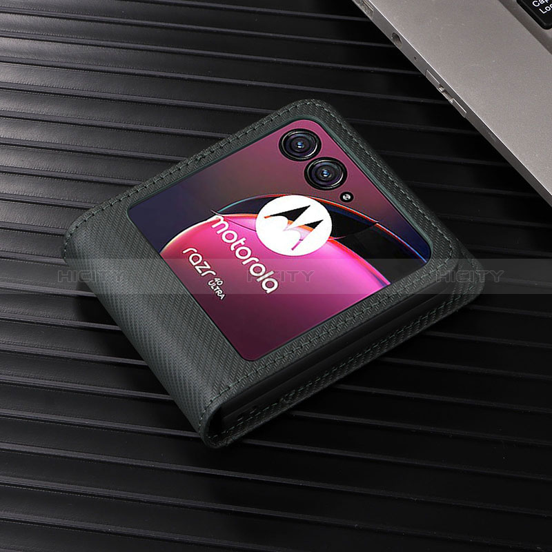 Motorola Moto Razr 40 Ultra 5G用シリコンケース ソフトタッチラバー レザー柄 カバー BY2 モトローラ ダークグレー