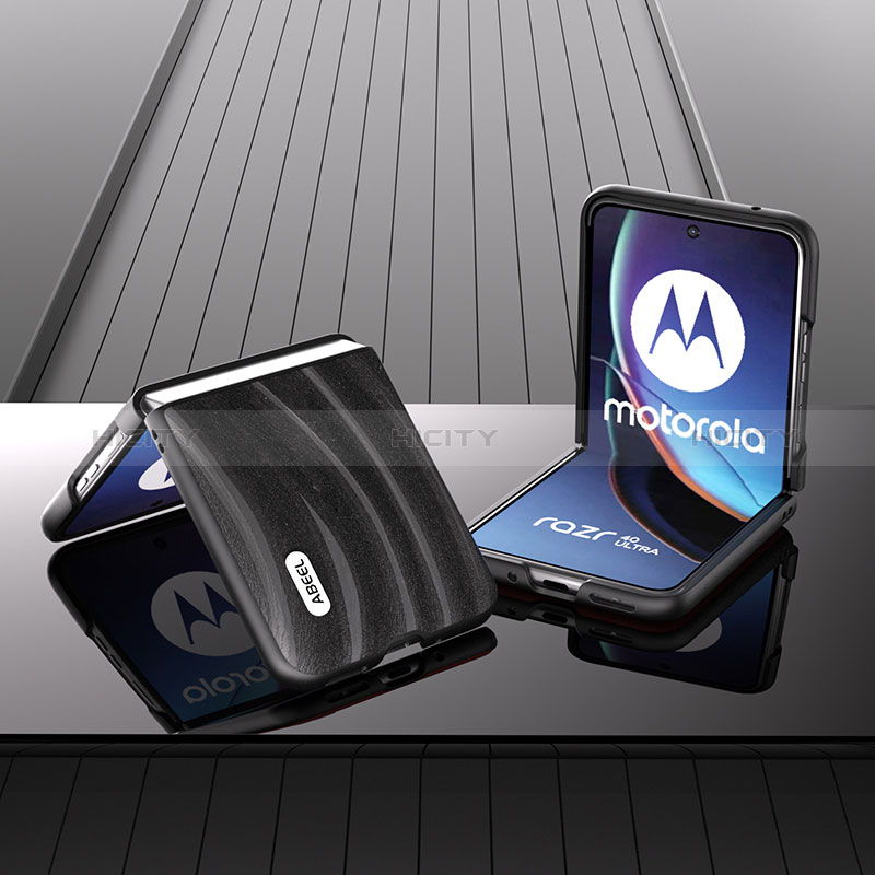 Motorola Moto Razr 40 Ultra 5G用シリコンケース ソフトタッチラバー レザー柄 カバー B03H モトローラ 