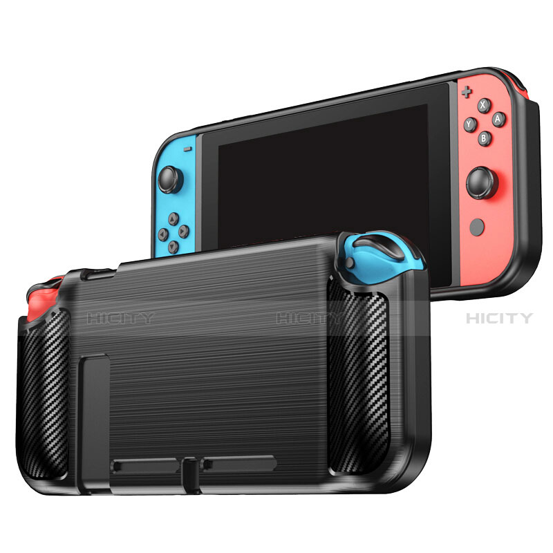 Nintendo Switch用シリコンケース ソフトタッチラバー ツイル Nintendo ブラック