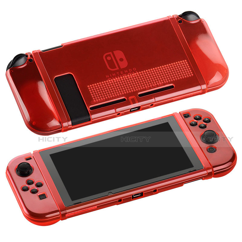 Nintendo Switch用極薄ソフトケース シリコンケース 耐衝撃 全面保護 クリア透明 H01 Nintendo レッド