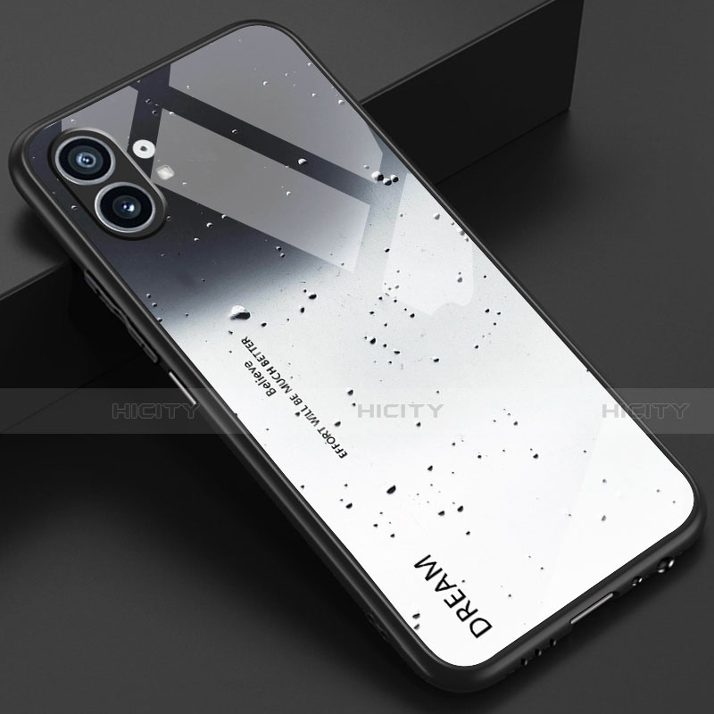 Nothing Phone 1用ハイブリットバンパーケース プラスチック 鏡面 虹 グラデーション 勾配色 カバー Nothing Phone グレー