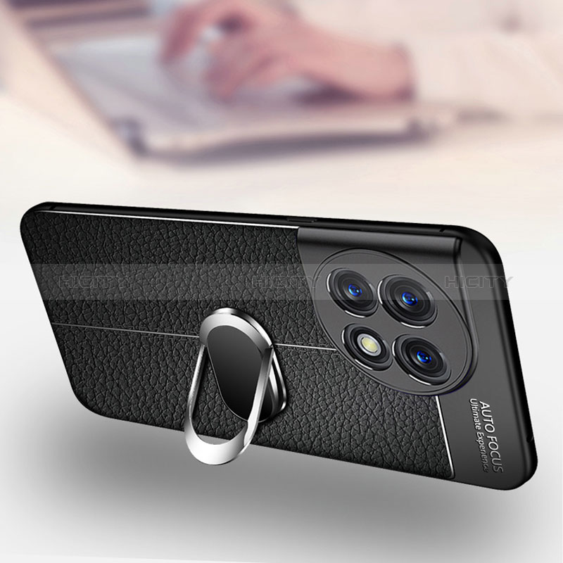 OnePlus 11R 5G用シリコンケース ソフトタッチラバー レザー柄 アンド指輪 マグネット式 OnePlus 