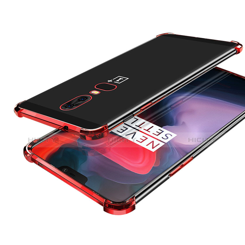 OnePlus 6用極薄ソフトケース シリコンケース 耐衝撃 全面保護 クリア透明 H02 OnePlus レッド