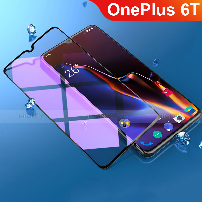 OnePlus 6T用強化ガラス フル液晶保護フィルム アンチグレア ブルーライト F02 OnePlus ブラック