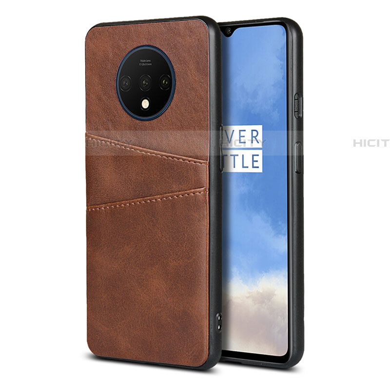 OnePlus 7T用ケース 高級感 手触り良いレザー柄 R01 OnePlus ブラウン