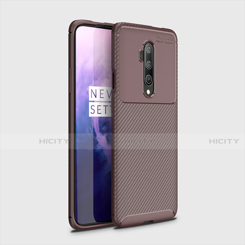 OnePlus 7T Pro 5G用シリコンケース ソフトタッチラバー ツイル カバー OnePlus ブラウン