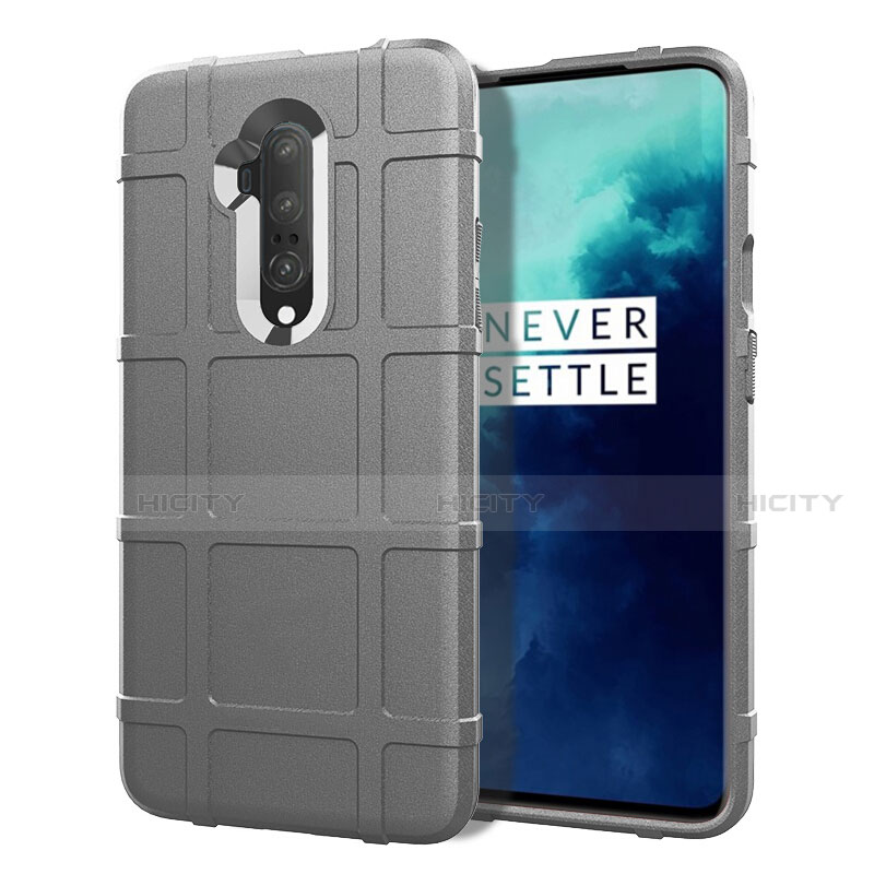 OnePlus 7T Pro 5G用360度 フルカバー極薄ソフトケース シリコンケース 耐衝撃 全面保護 バンパー S01 OnePlus シルバー