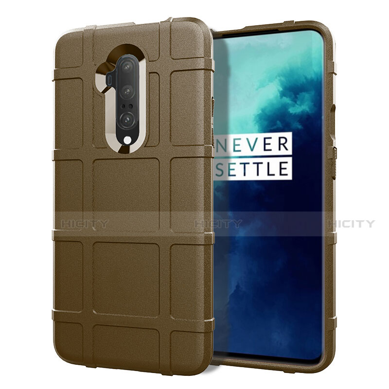 OnePlus 7T Pro 5G用360度 フルカバー極薄ソフトケース シリコンケース 耐衝撃 全面保護 バンパー S01 OnePlus ブラウン