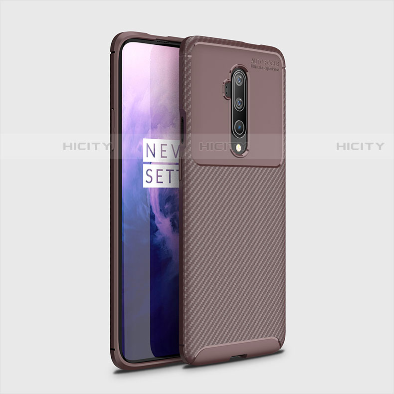 OnePlus 7T Pro用シリコンケース ソフトタッチラバー ツイル カバー OnePlus ブラウン