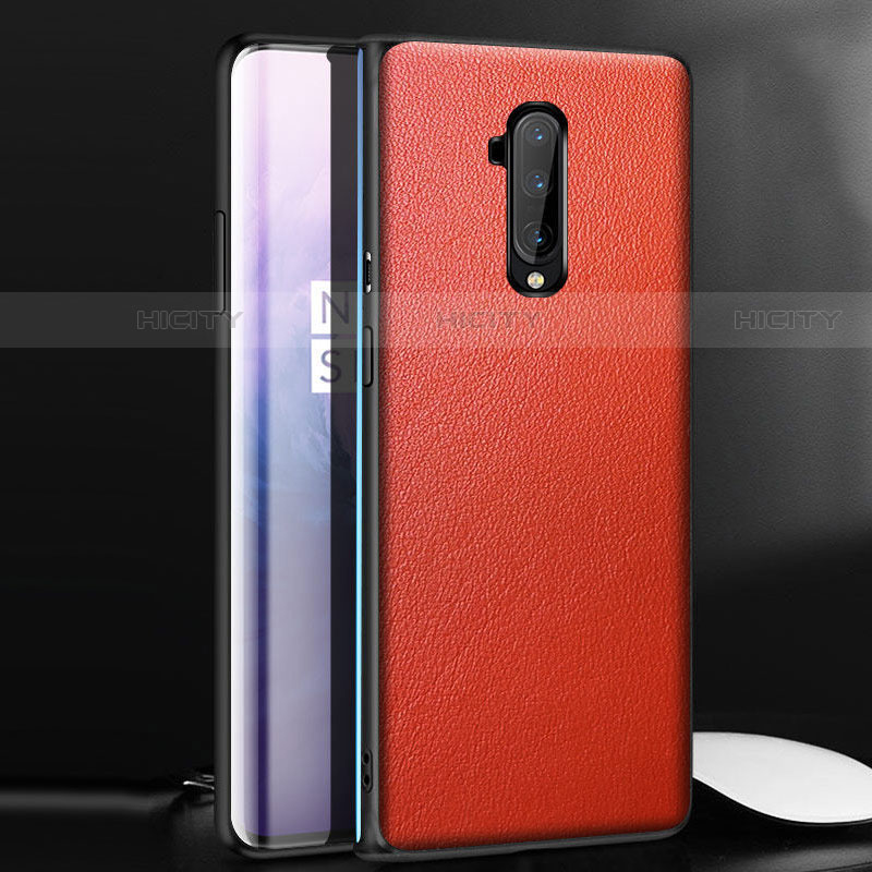 OnePlus 7T Pro用ケース 高級感 手触り良いレザー柄 OnePlus レッド