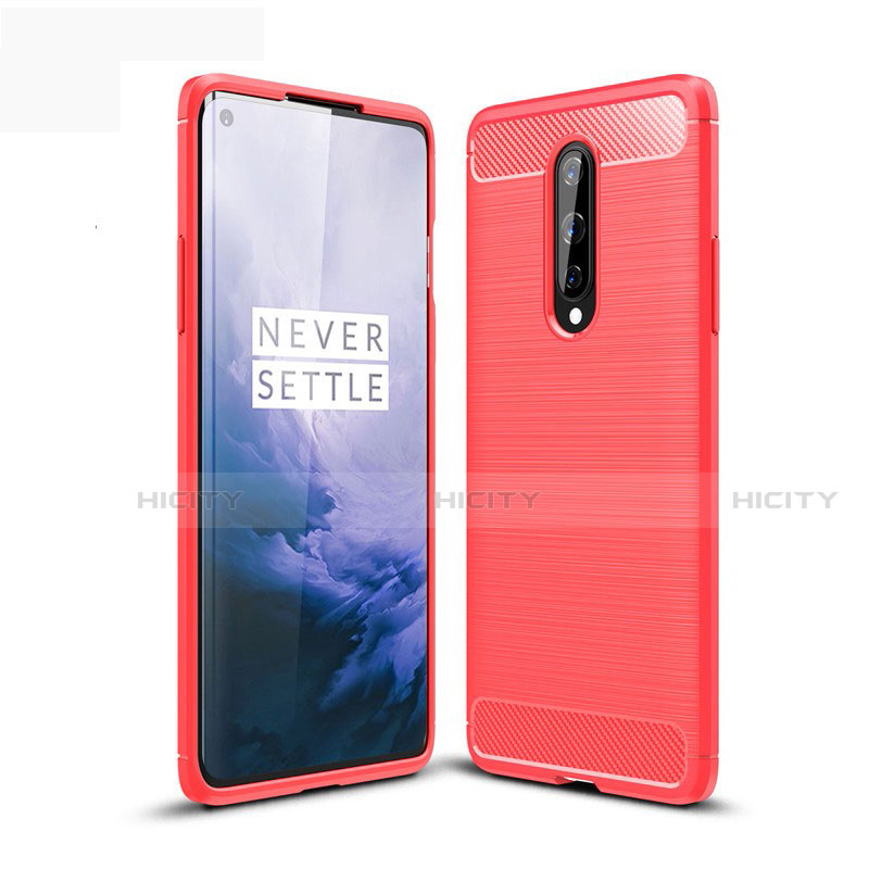 OnePlus 8用シリコンケース ソフトタッチラバー ライン カバー OnePlus レッド