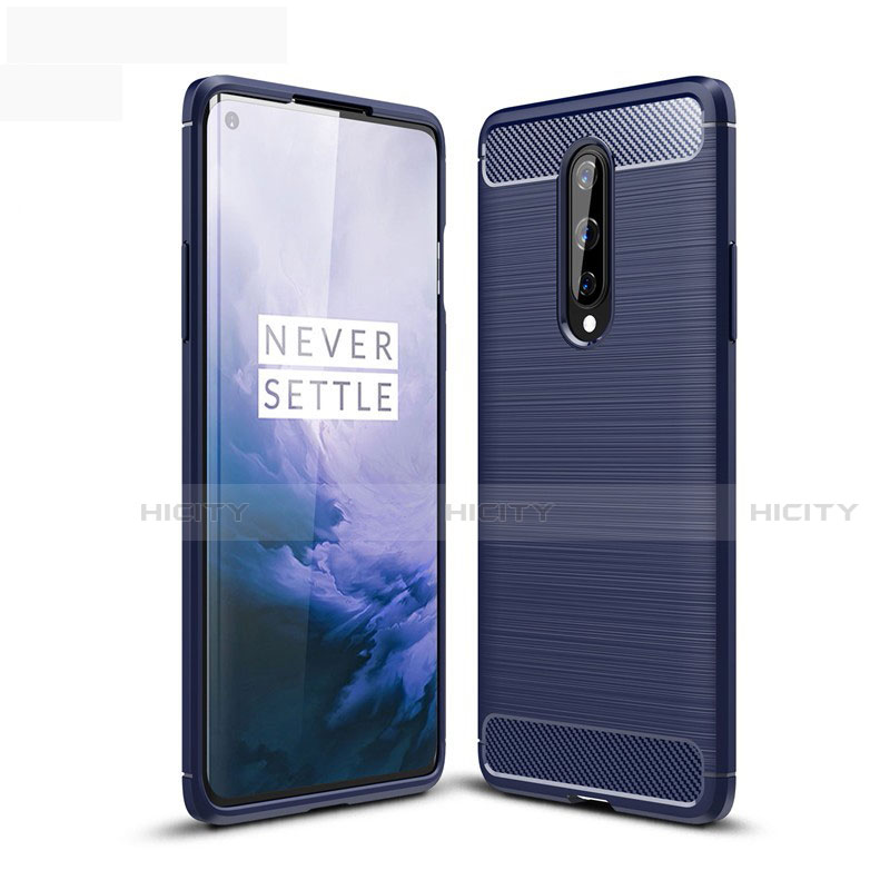 OnePlus 8用シリコンケース ソフトタッチラバー ライン カバー OnePlus ネイビー