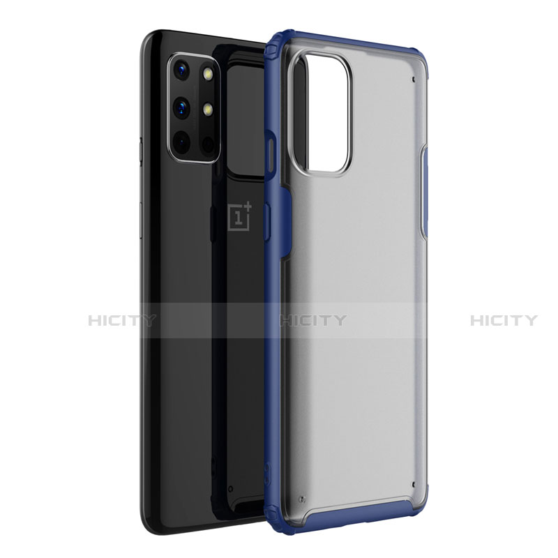 OnePlus 8T 5G用ハイブリットバンパーケース クリア透明 プラスチック 鏡面 カバー M01 OnePlus ネイビー