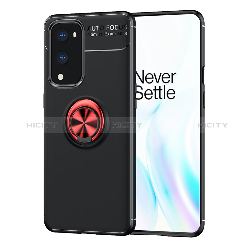 OnePlus 9 Pro 5G用極薄ソフトケース シリコンケース 耐衝撃 全面保護 アンド指輪 マグネット式 バンパー SD1 OnePlus レッド・ブラック