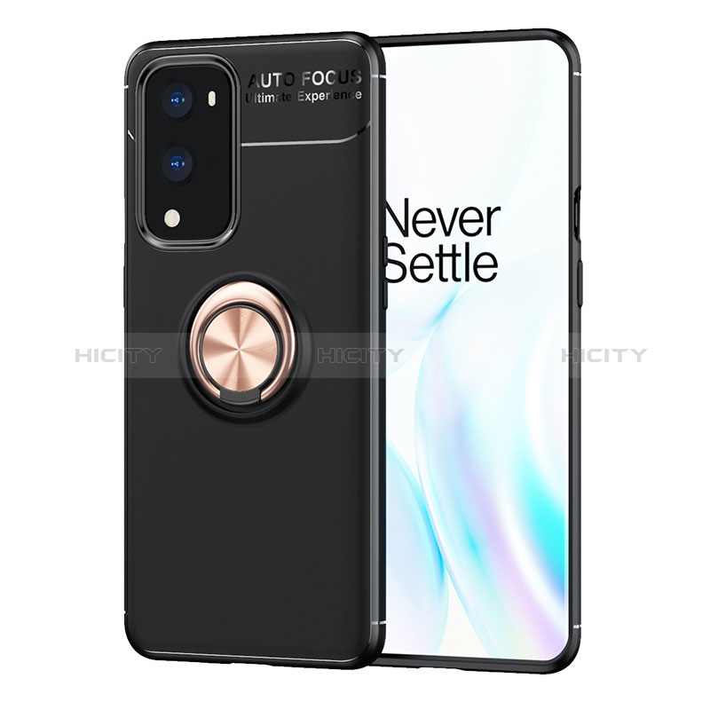 OnePlus 9 Pro 5G用極薄ソフトケース シリコンケース 耐衝撃 全面保護 アンド指輪 マグネット式 バンパー SD1 OnePlus ゴールド・ブラック