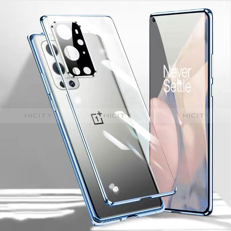 OnePlus 9 Pro 5G用ケース 高級感 手触り良い アルミメタル 製の金属製 360度 フルカバーバンパー 鏡面 カバー P01 OnePlus ネイビー