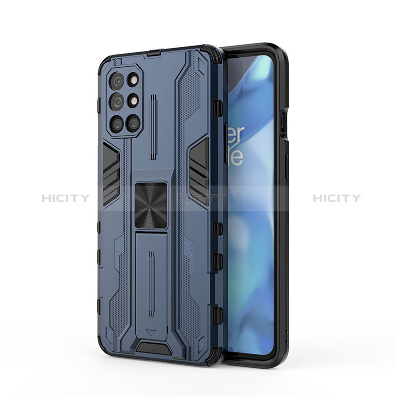 OnePlus 9R 5G用ハイブリットバンパーケース スタンド プラスチック 兼シリコーン カバー マグネット式 KC1 OnePlus ネイビー