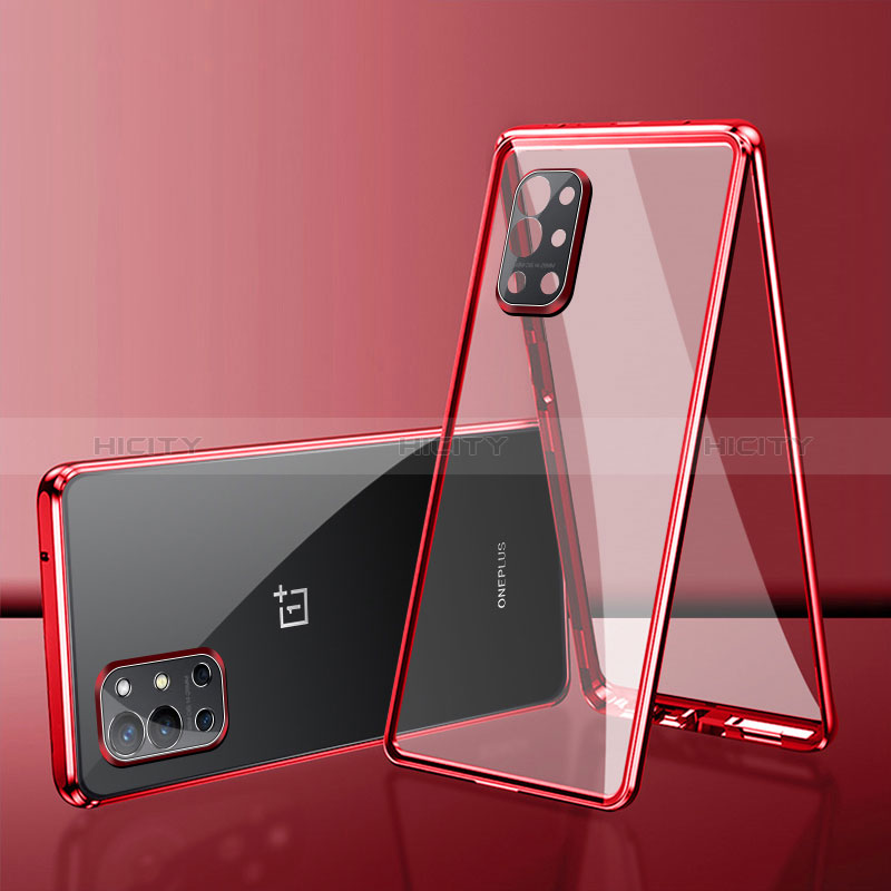 OnePlus 9R 5G用ケース 高級感 手触り良い アルミメタル 製の金属製 360度 フルカバーバンパー 鏡面 カバー OnePlus レッド