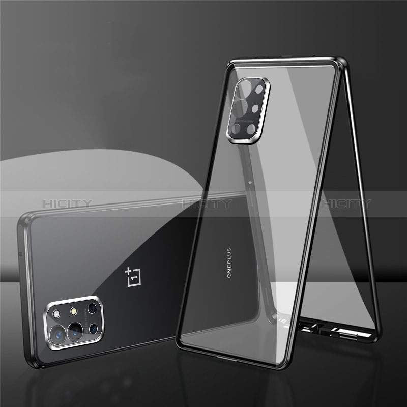 OnePlus 9RT 5G用ケース 高級感 手触り良い アルミメタル 製の金属製 360度 フルカバーバンパー 鏡面 カバー OnePlus ブラック