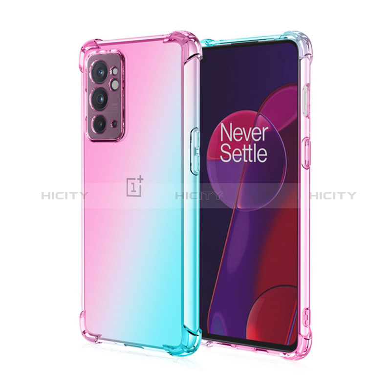 OnePlus 9RT 5G用極薄ソフトケース グラデーション 勾配色 クリア透明 OnePlus シアン