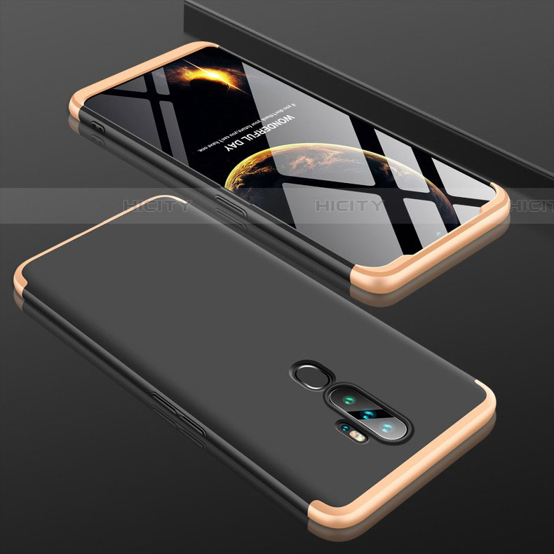 Oppo A11用ハードケース プラスチック 質感もマット 前面と背面 360度 フルカバー Oppo ゴールド・ブラック