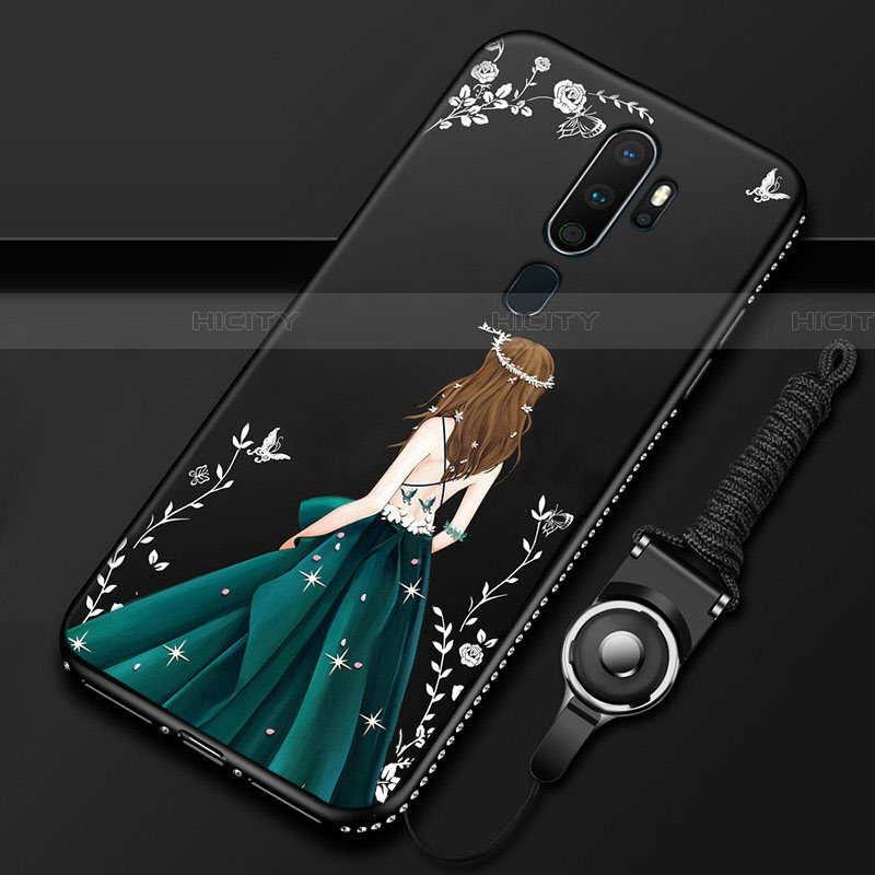 Oppo A11用シリコンケース ソフトタッチラバー バタフライ ドレスガール ドレス少女 カバー Oppo 