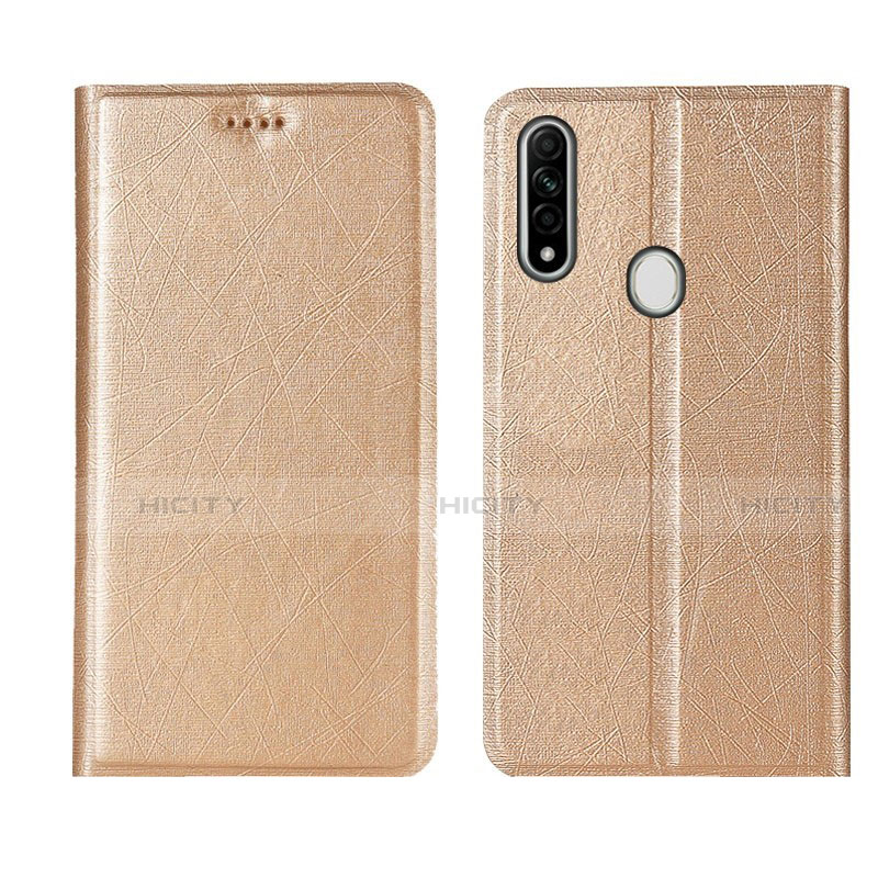 Oppo A31用手帳型 レザーケース スタンド カバー Oppo ゴールド